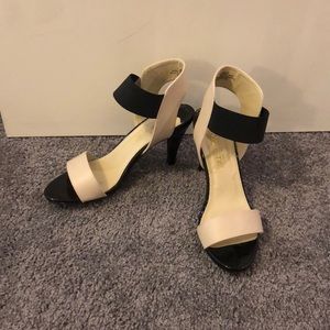 Black and white heels